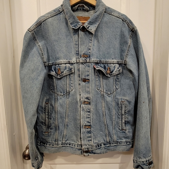Levis Denim Jean Trucker Jacket - Med USA FLAG - Picture 3 of 3